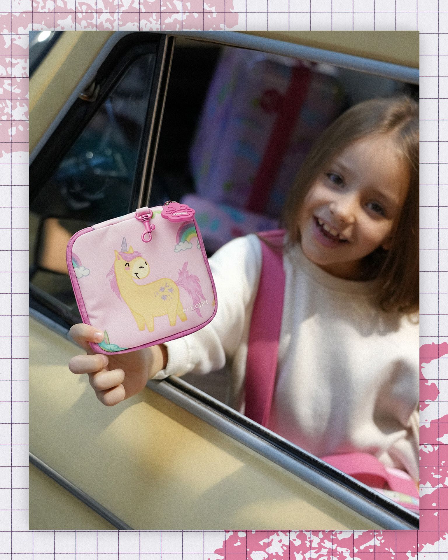 Portofel pentru copii unicorni roz