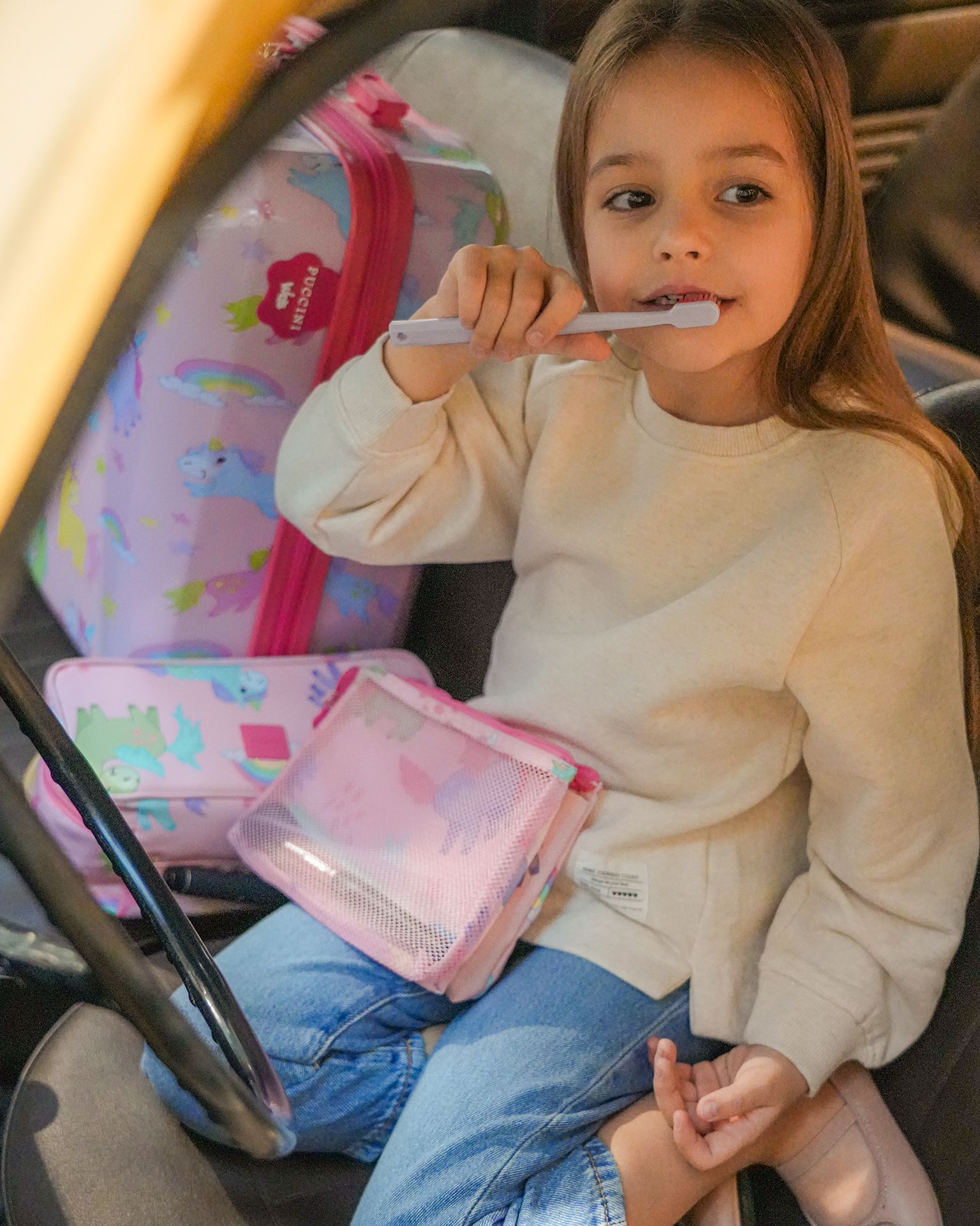 Geantă cosmetică pentru copii unicorni roz