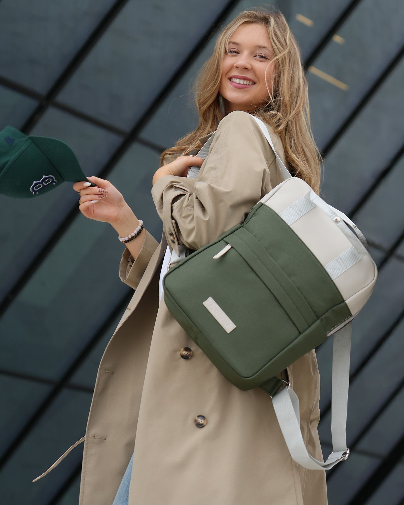 Rucsac urban cu buzunar pentru laptop de 14" - verde închis