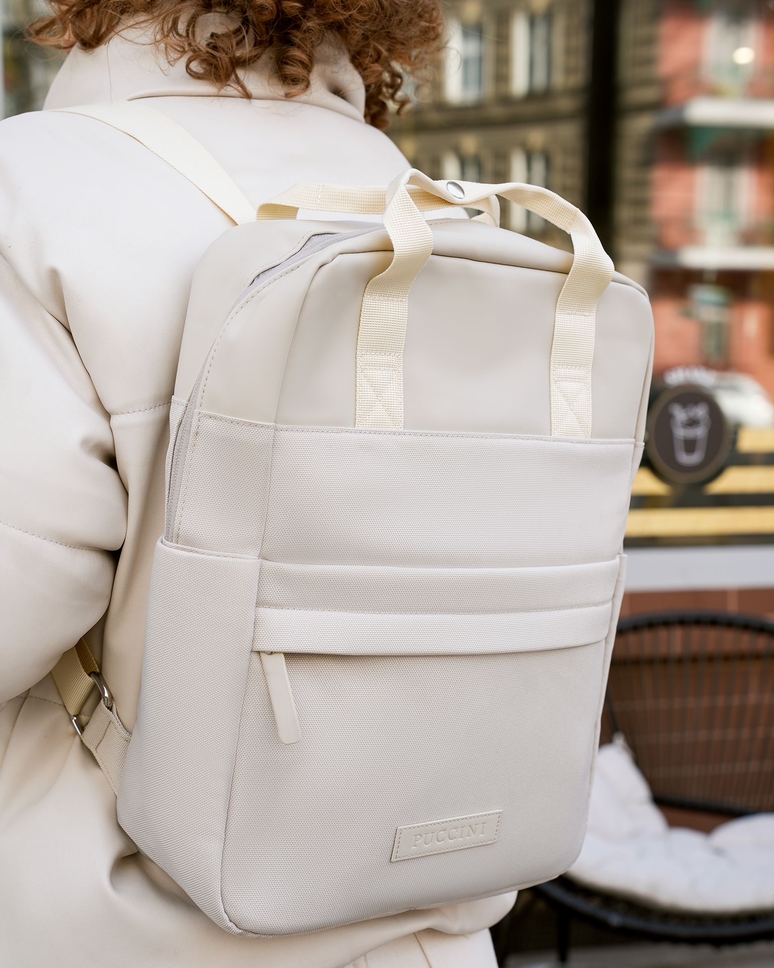 Rucsac urban cu buzunar pentru laptop de 14" - bej