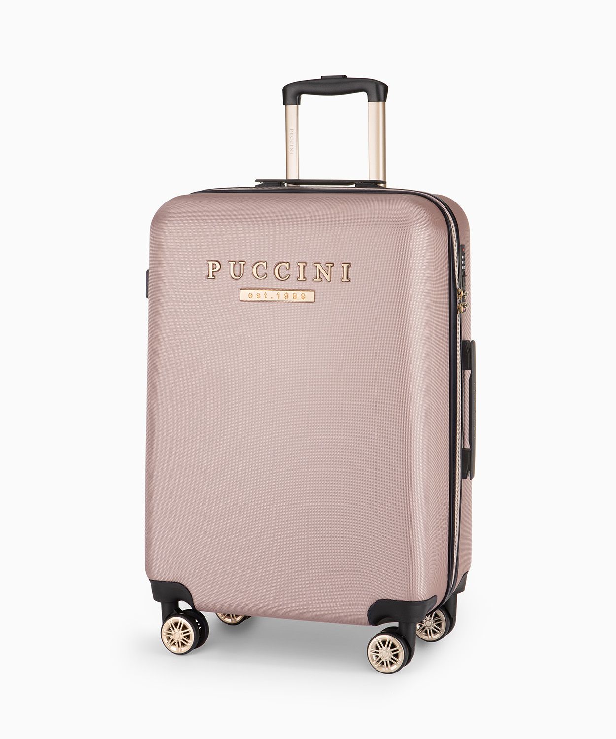 Set valiză medie + rucsac pentru avion roz