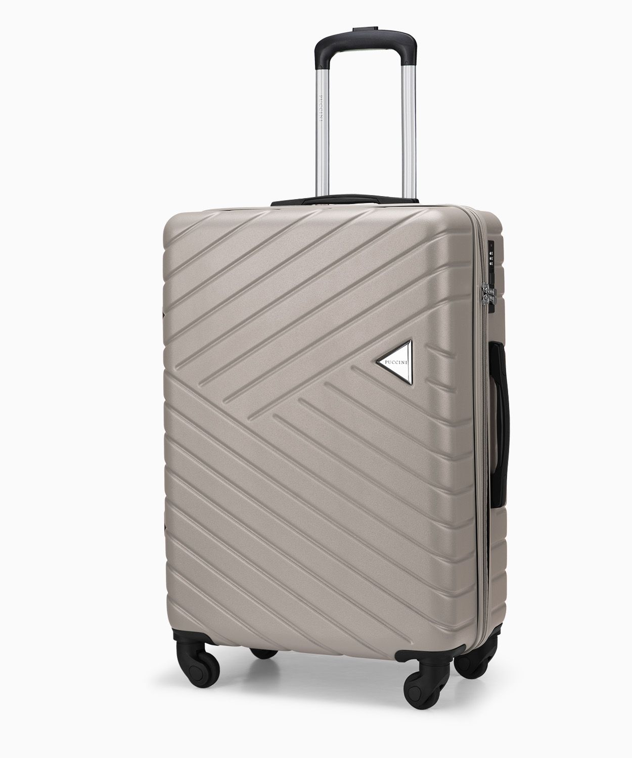 Valiză pe roți medie culoarea șampaniei