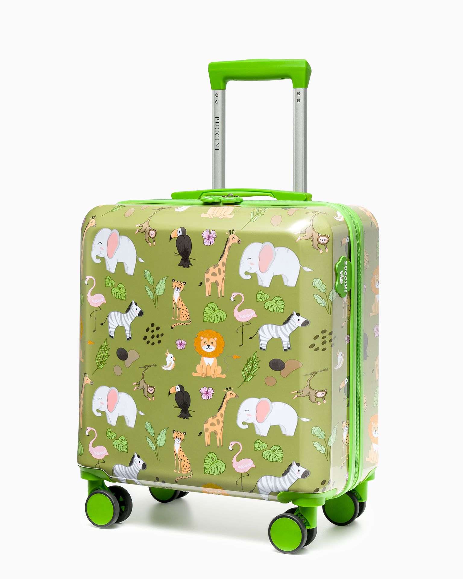 Set de valiză pentru copii + pernă de călătorie verde safari