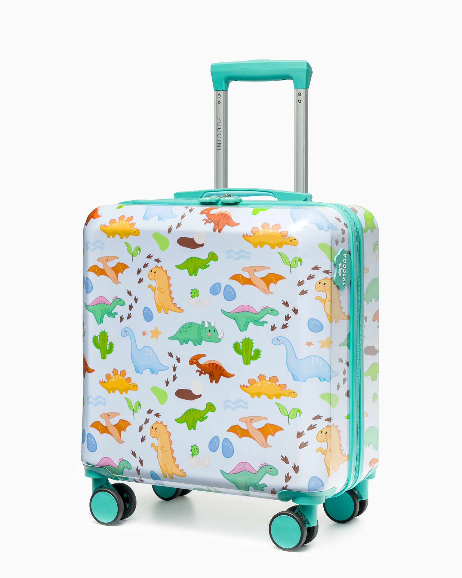 Set de valiză pentru copii + pernă de călătorie dinozauri albaștri