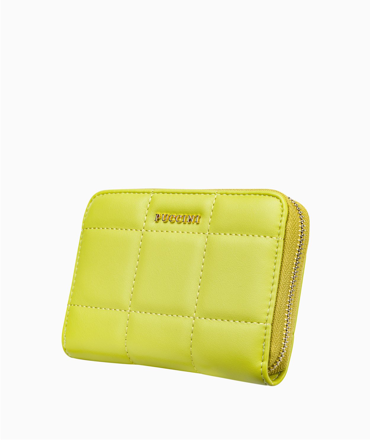 Portofel de damă verde lime cu cusături decorative