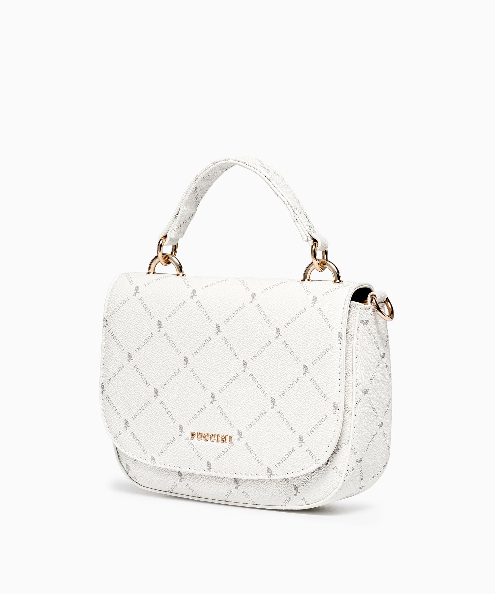 Geantă de mână crossbody pentru femei cu monogramă albă