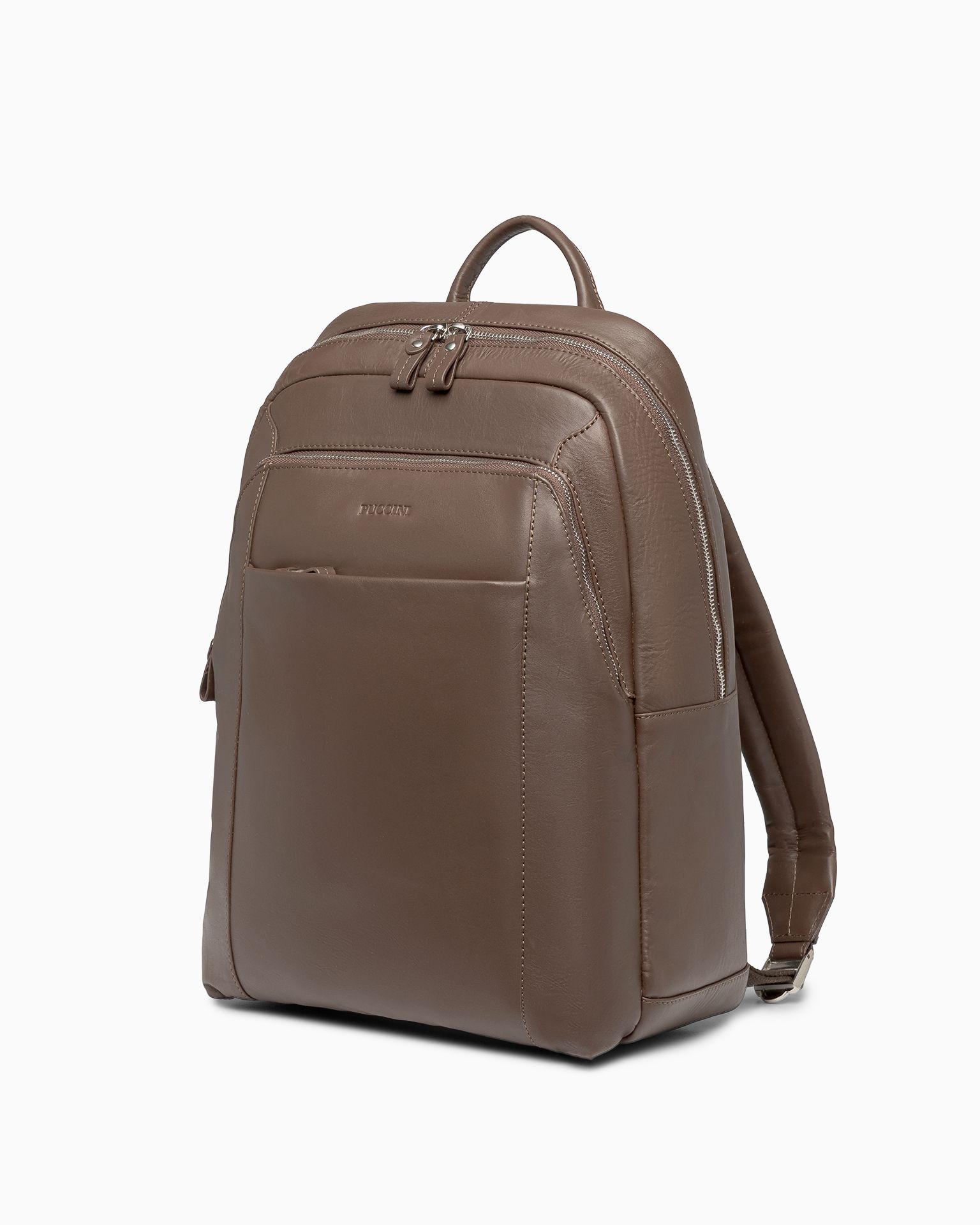 Rucsac din piele neagră pentru bărbați cu buzunar pentru laptop de 15,6" maro