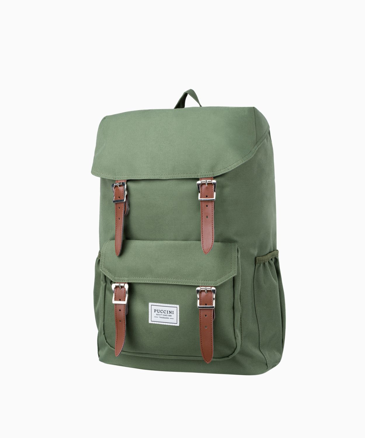 Rucsac cu inserții din piele ecologică - verde