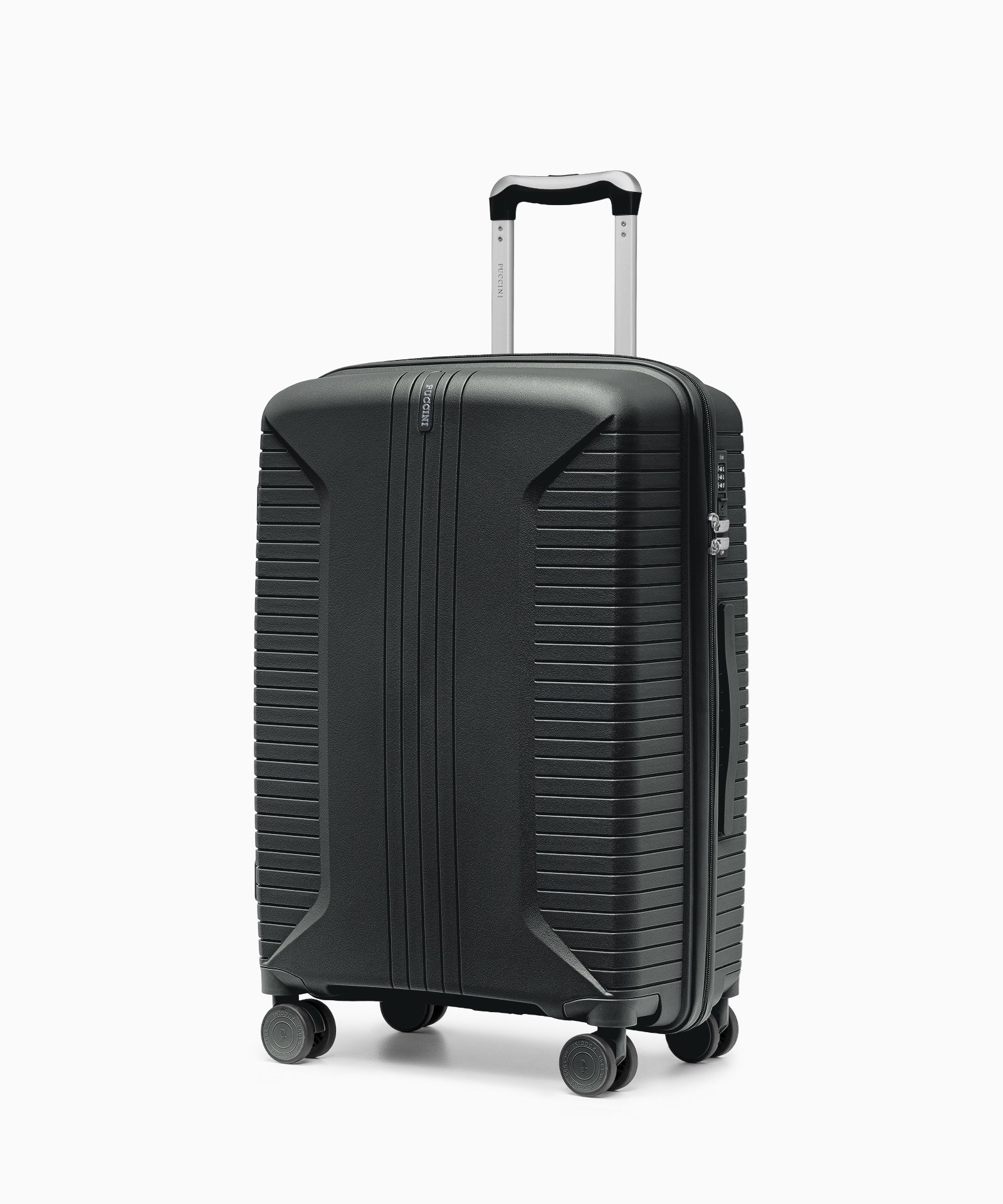 Valiza medie pe roți din polipropilenă neagră