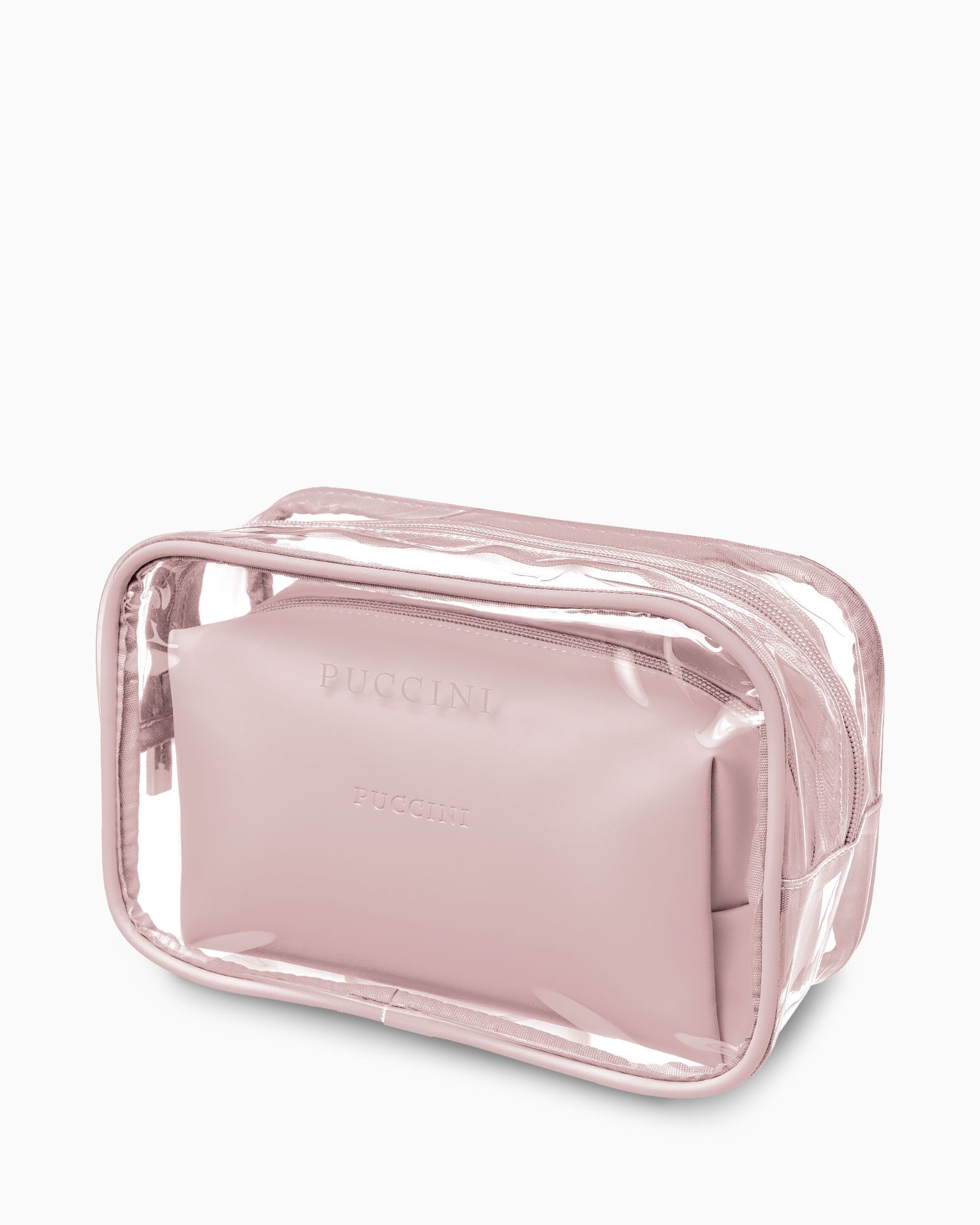 Necesar transparent roz 2in1