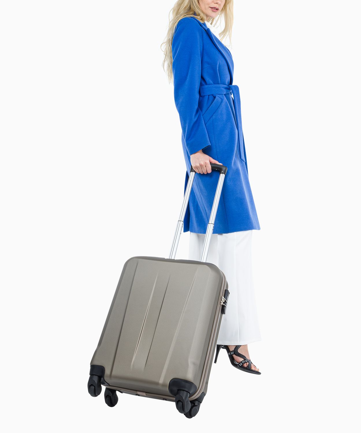 Valiză de cabină culoarea șampaniei pe patru roți