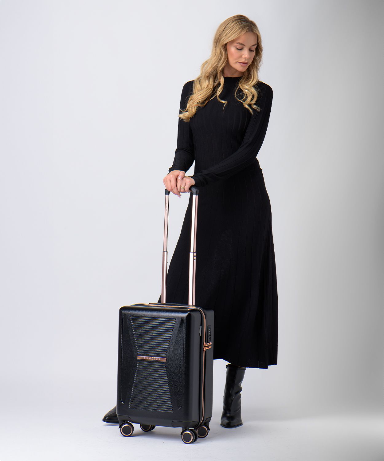 Troler de cabină cu elemente rose gold - negru