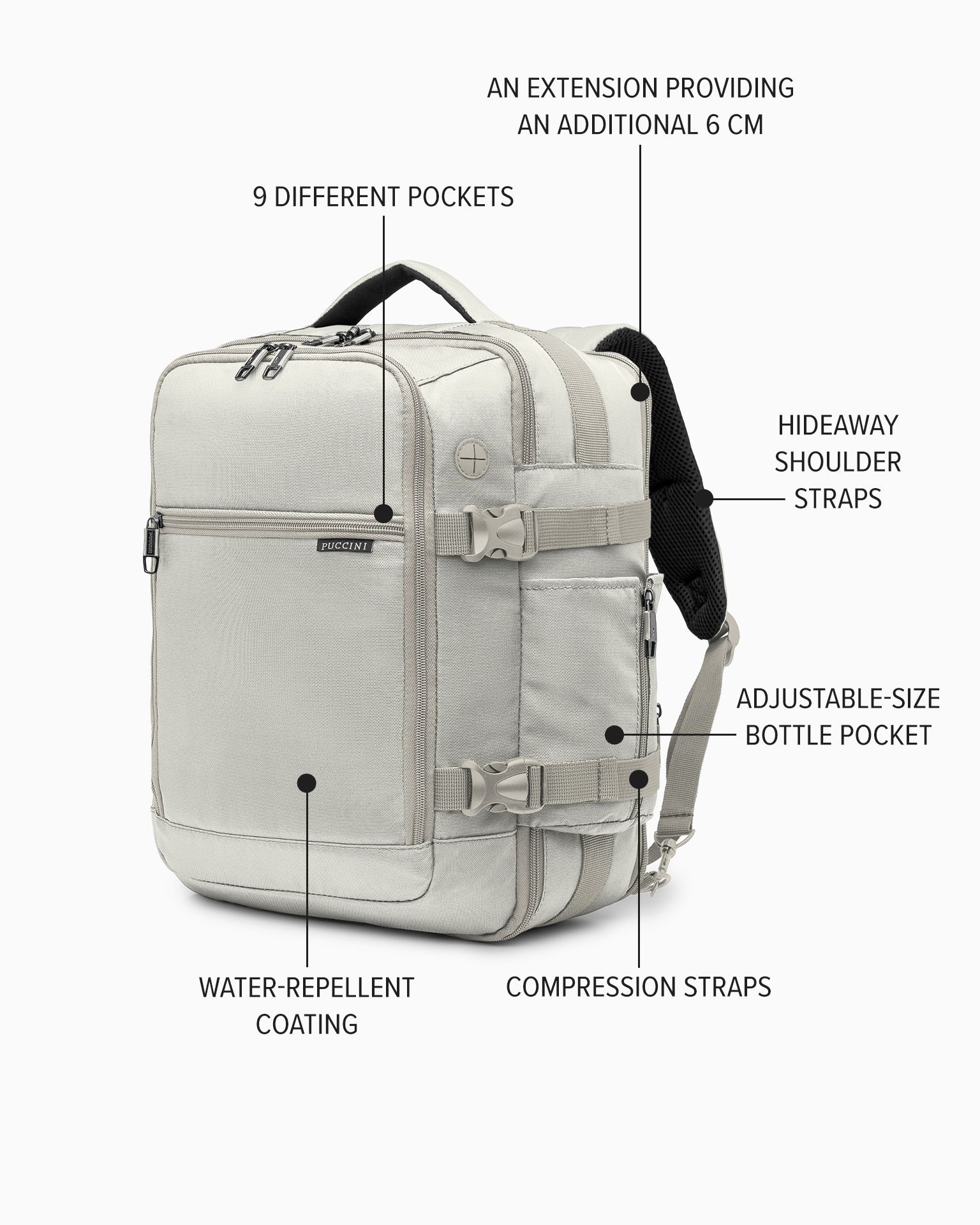 Rucsac de avion extensibil m bej