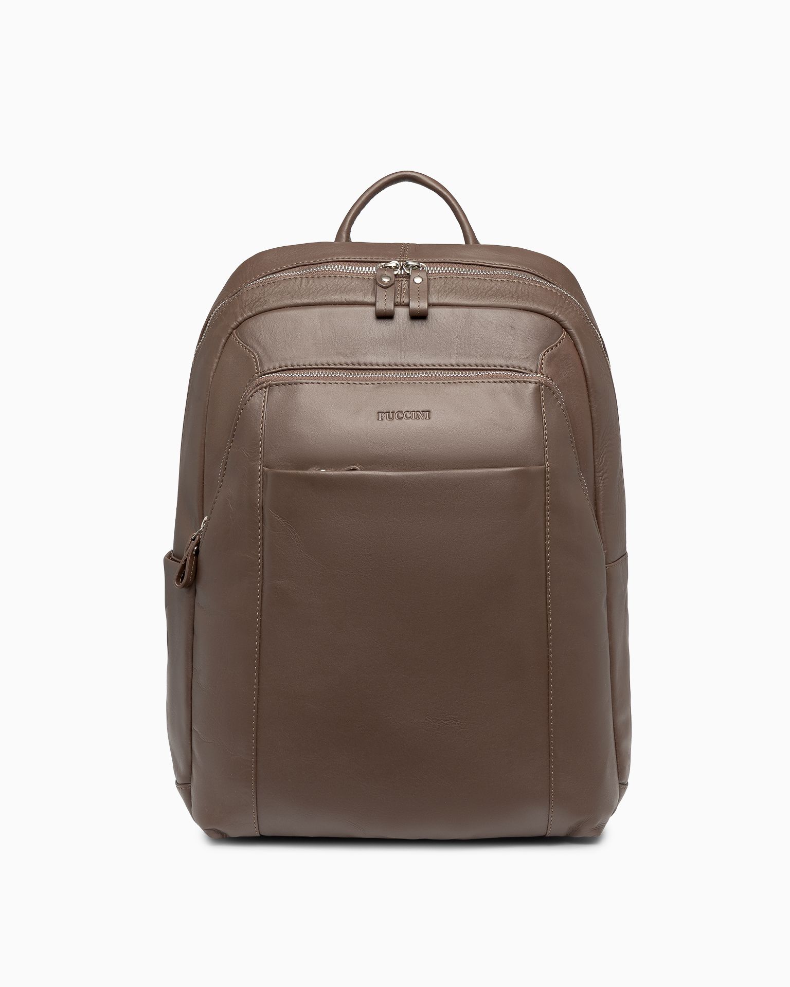 Rucsac din piele neagră pentru bărbați cu buzunar pentru laptop de 15,6" maro