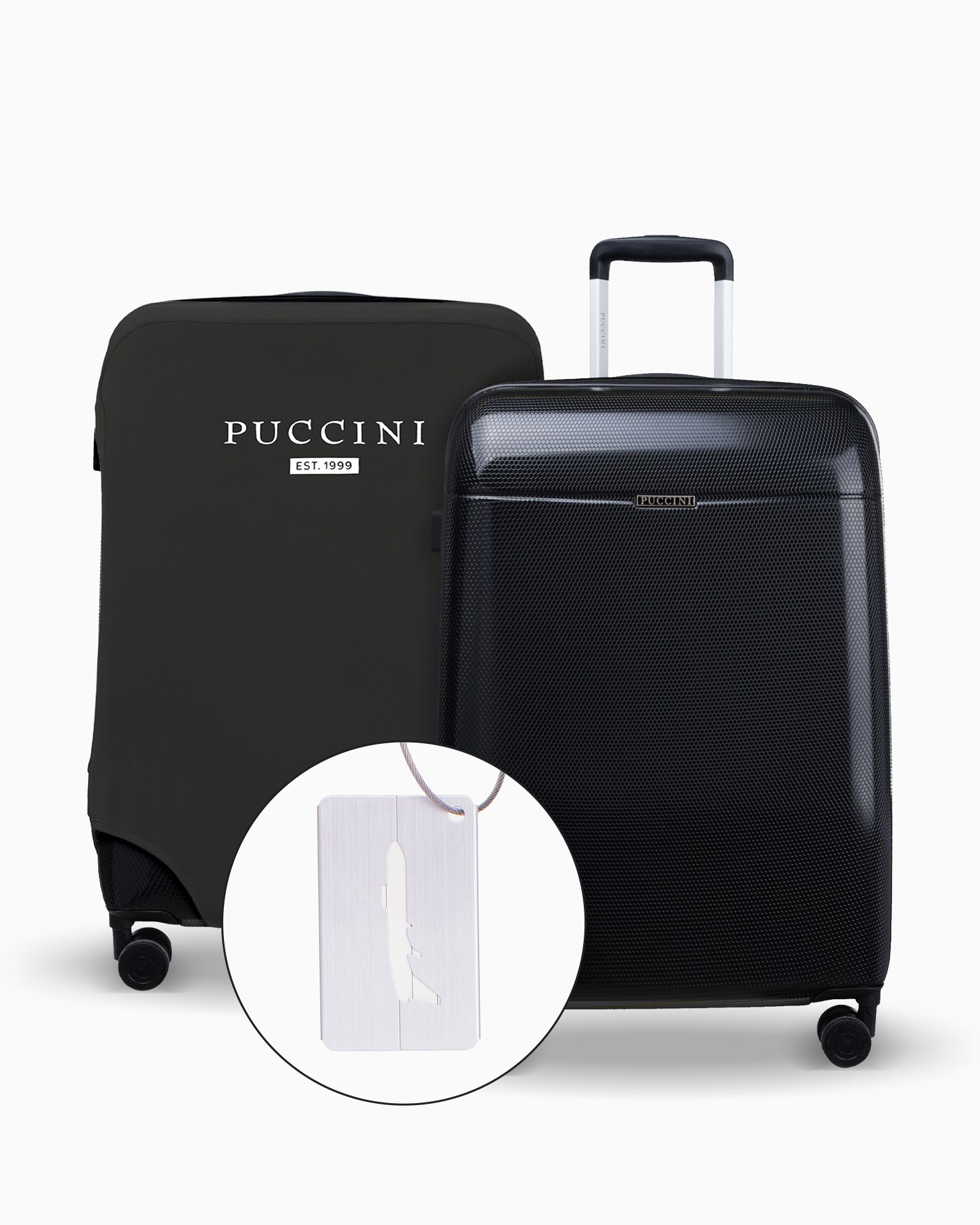 Set valiză medie + geantă + etichetă pentru bagaje