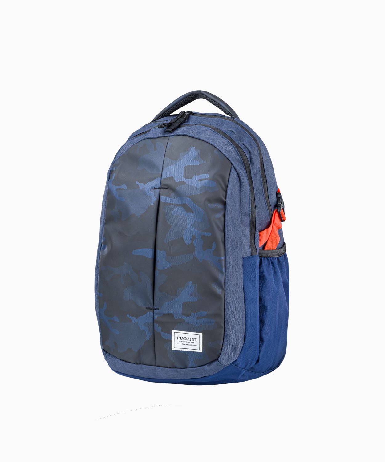 Rucsac cu buzunare cu imprimeu camuflaj - bleumarin