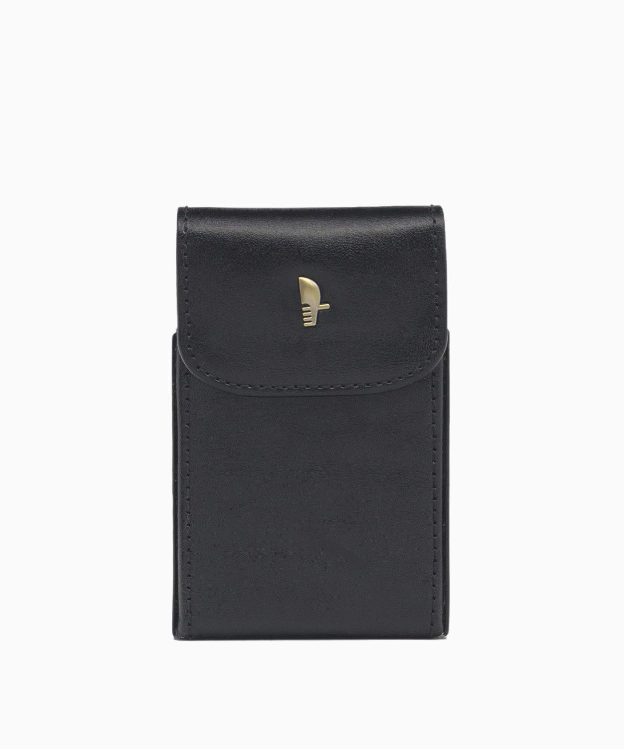 Etui elegantă din piele neagră pentru carduri și cărți de vizită