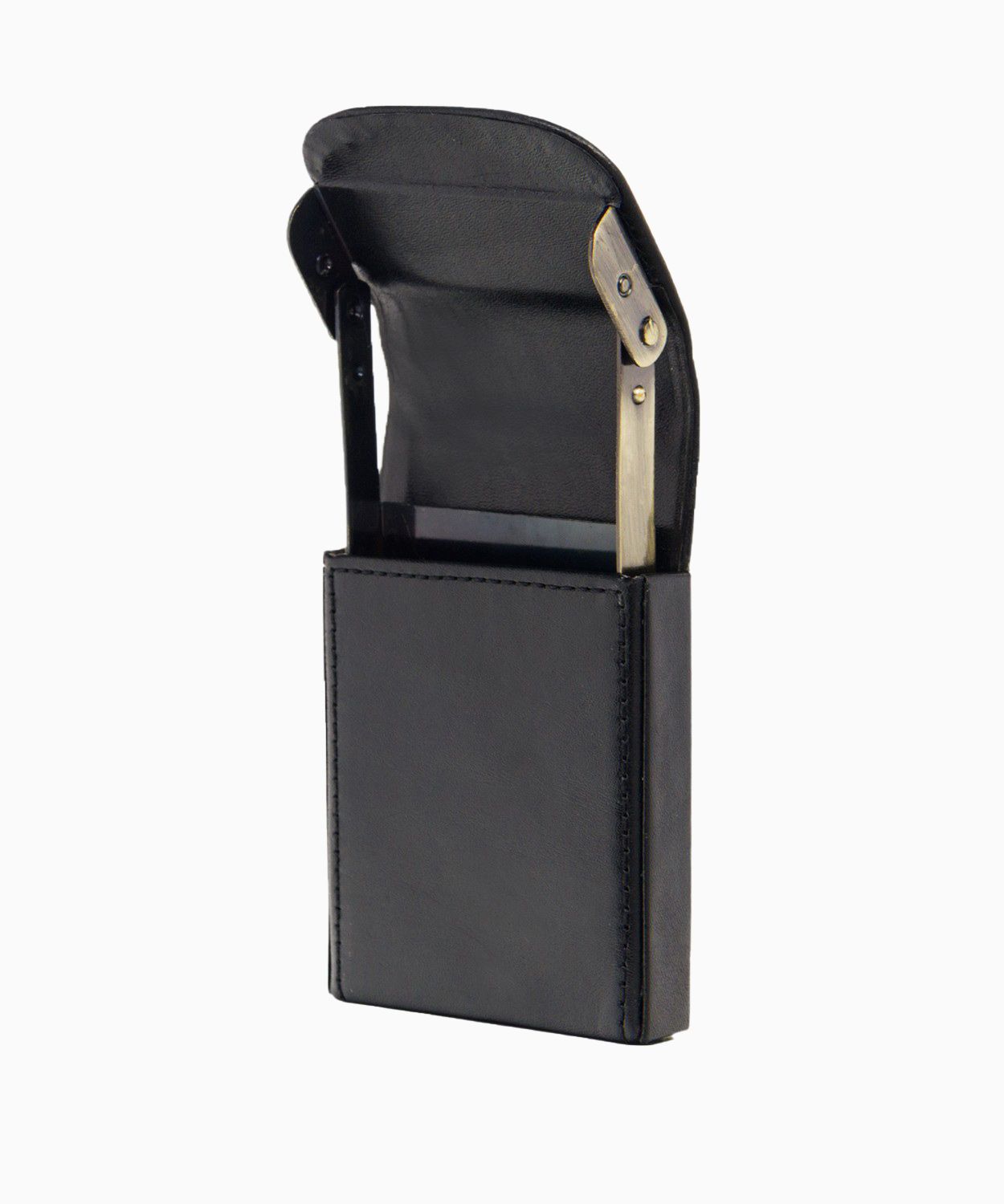 Etui elegantă din piele neagră pentru carduri și cărți de vizită